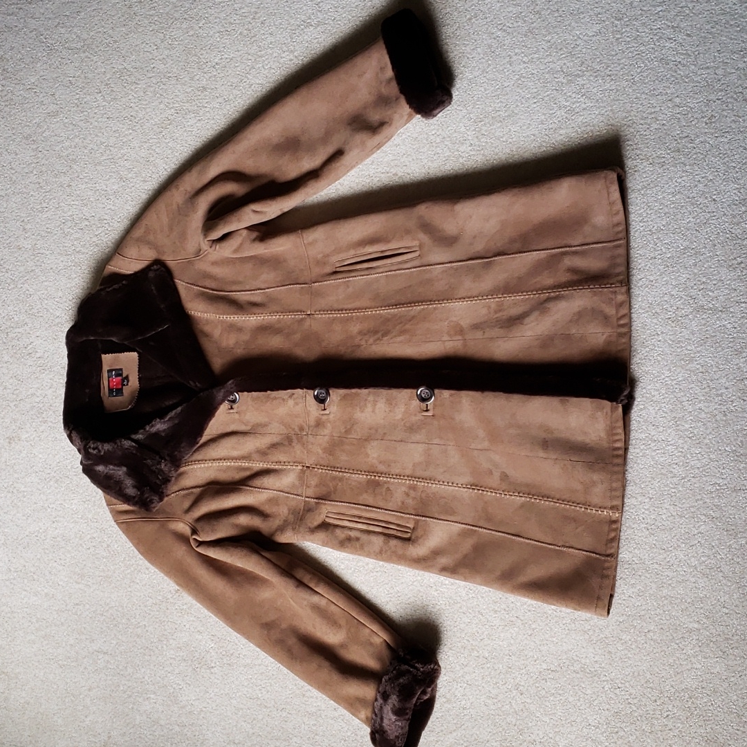 Nwot Gallery Faux Suede, Faux Fur Coat, Size L